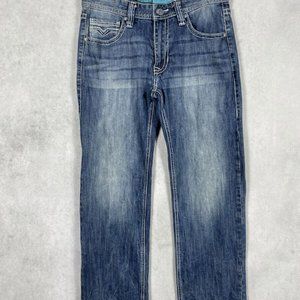 Rock And Roll Cowboy Mens Size 30x36 Revolver Straight Slim Leg Blue Jeans